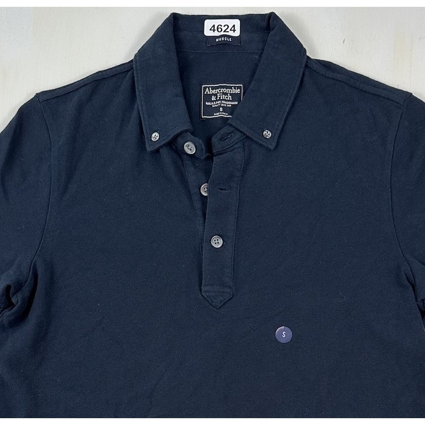 New Abercrombie & Fitch Muscle Fit Ss Polo Shirt Men Small Af Logo Navy Blue Y2k